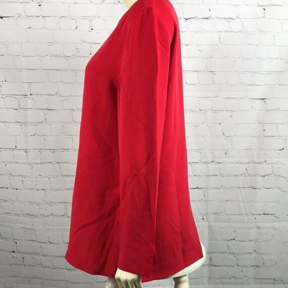 Dana Buchman Red Silk top mother Pearl Buttons EUC - Picture 3 of 5